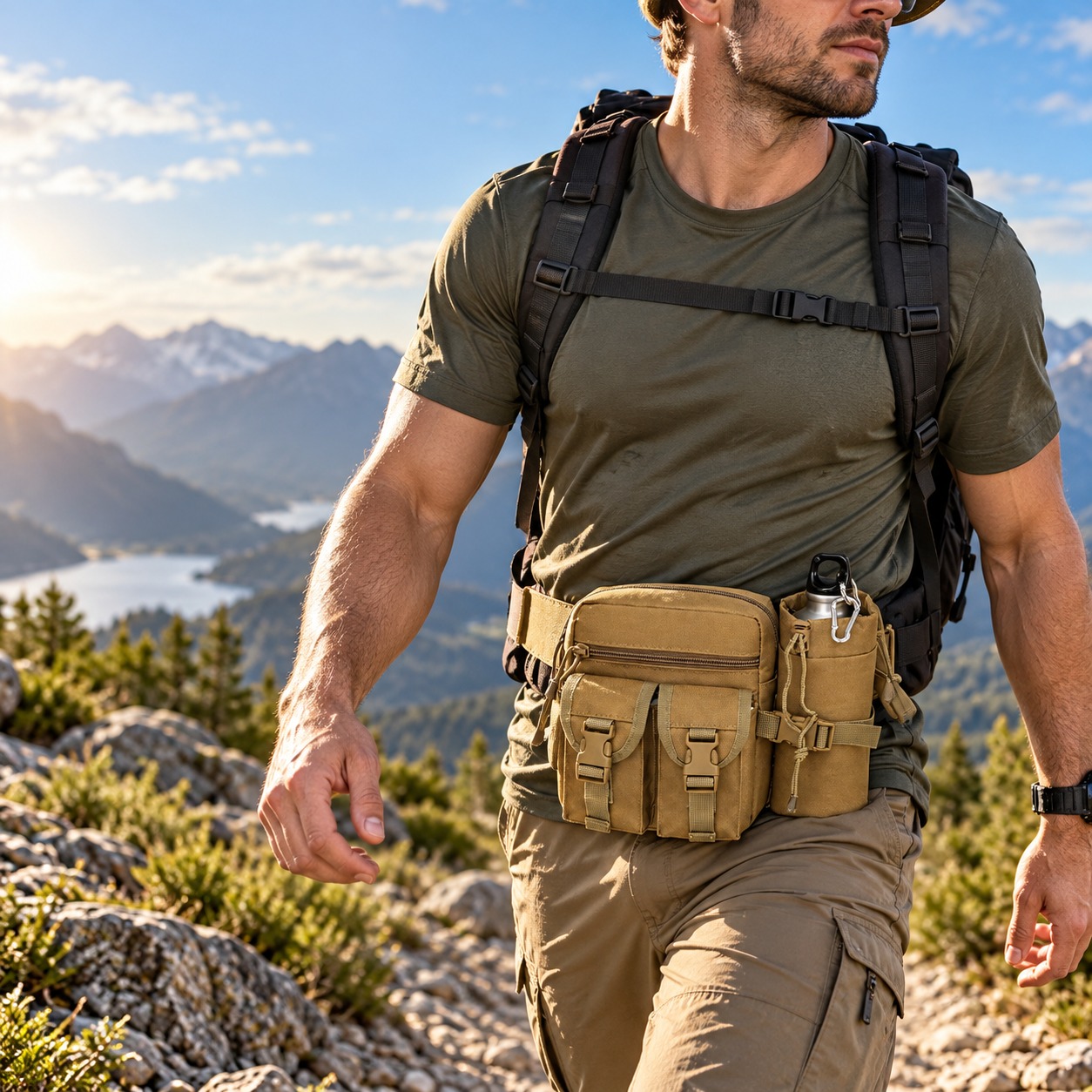 Hiking Backpack Waterproof - Çok Fonksiyonlu Taktik Bel Çantası, Su